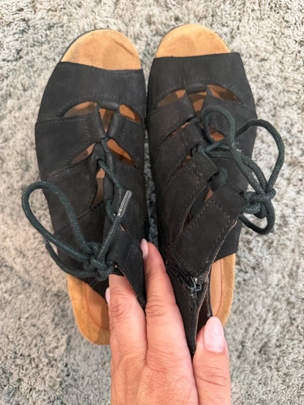 Rockport Black Lace-Up Open-Toe Comfort Sandals